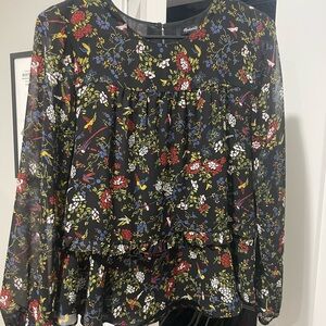 Madewell Ruffled Long Sleeve Blouse size Small